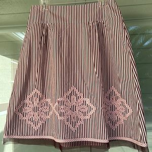 ANN TAYLOR LOFT Purple/Violet/White Vertical Strip A-lines Skirt Size 6